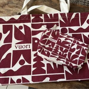 Vuori Strawberry & Cream Graphic Canvas Tote with Matching Pouch